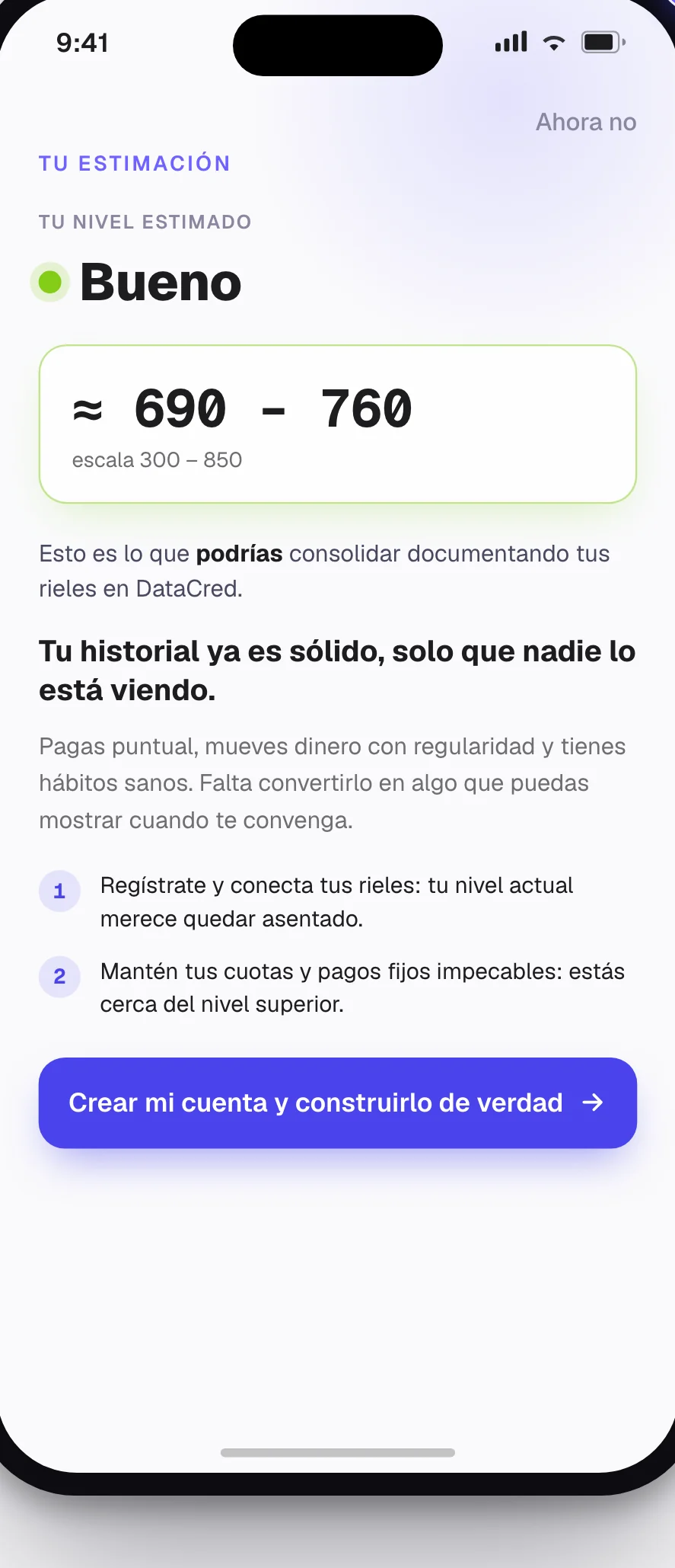 Estimador de puntaje de DataCred